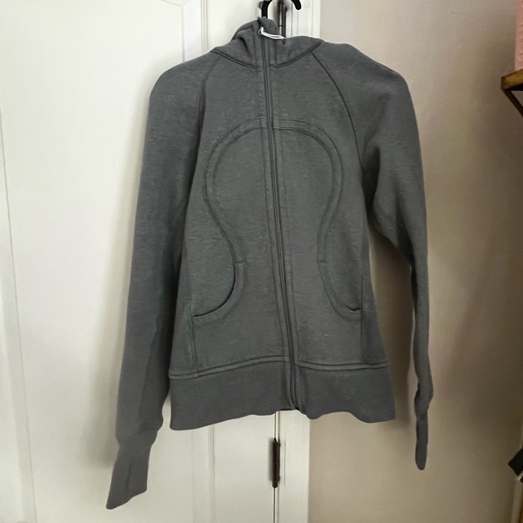 Sparkle Gray Full Length Zipper Scuba With Hood - Picture 3 of 4